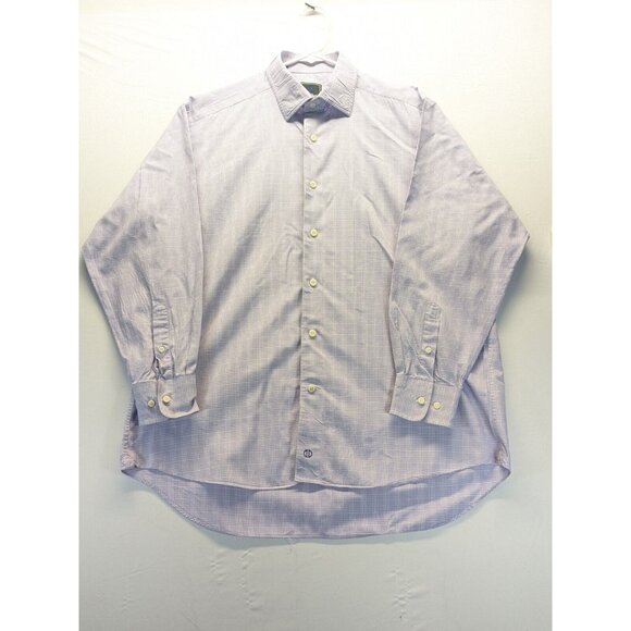 David Donahue Long Sleeve Purple Check Button Up Mens Dress Shirt 16 32/33 XL - Picture 1 of 10